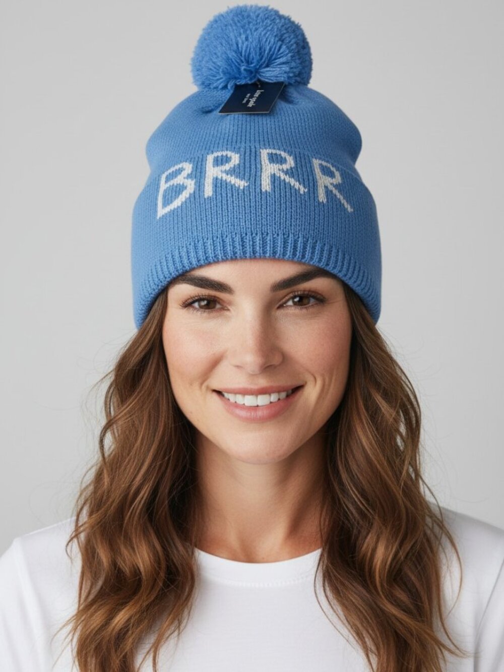 Kate Spade "BRRR" Pom-Pom Beanie - Blue. Sz: OS